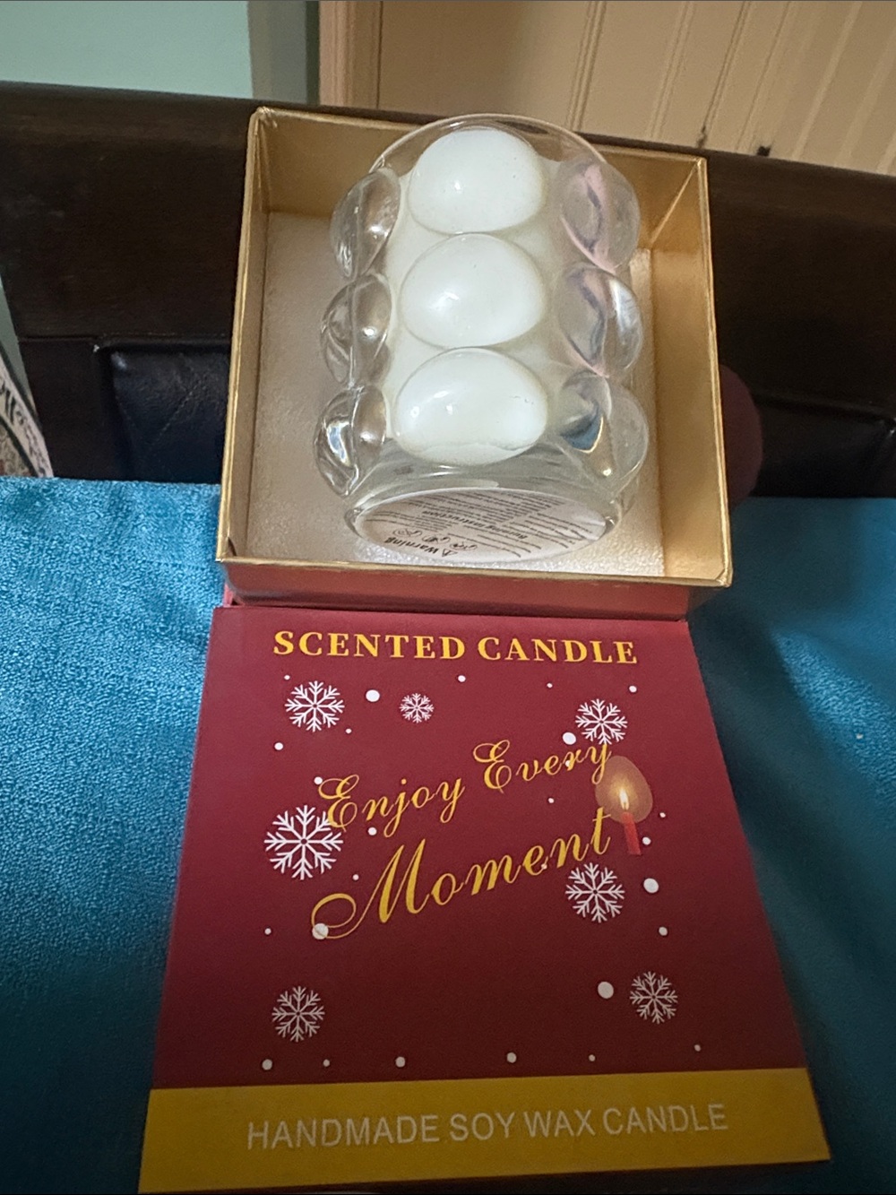 Handmade Soy Wax Scented Candle in White Glass